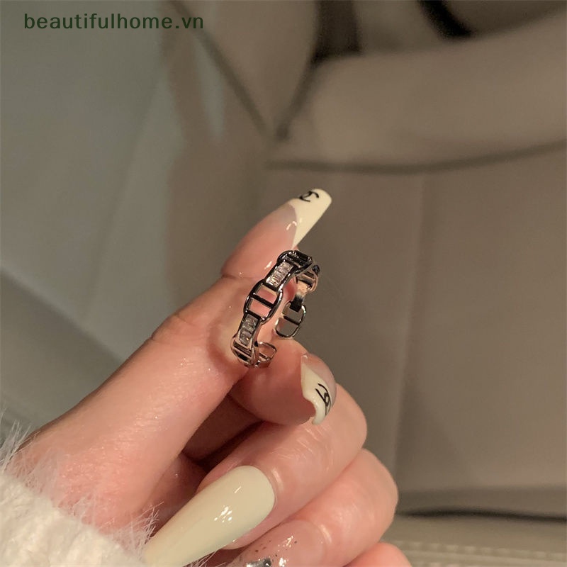 [beautifulhome] Set 2 Nhẫn Hở Màu Bạc Khắc Chữ D Có Thể Điều Chỉnh Thời Trang Cao Cấp Làm Đẹp Cho Nữ [beauty]