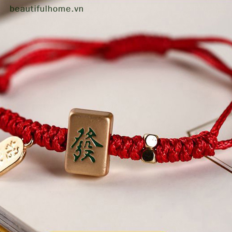 [beautifulhome] Vòng Tay Mahjong Dệt Tay Phong Cách Trung Hoa Sáng Tạo Cá Tính Dành Cho Nữ [beauty]