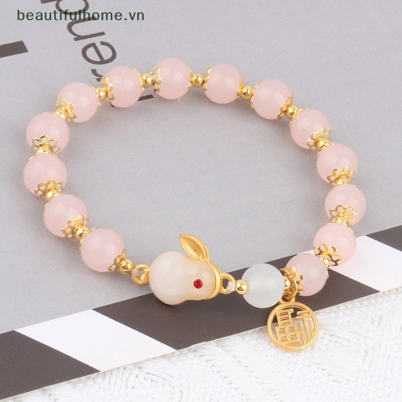 [beautifulhome] Vòng Tay Chuỗi Hạt Pha Lê Hình Thỏ May Mắn Dễ Thương Làm Quà Tặng Trang Sức Cho Nữ [beauty]