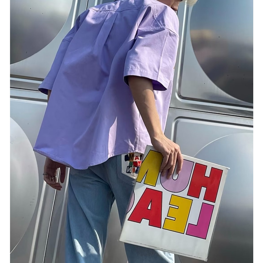 Áo Thun Tay Ngắn Dáng Rộng Ba Màu Sắc Retro Mỹ Mùa Hè