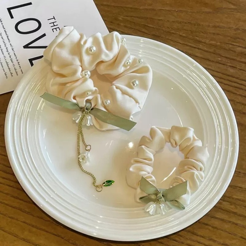 Dây Buộc Tóc Cao Su Màu Xanh Lá In Hoa Lily Phong Cách Thung Lũng Đẹp Mắt Thời Trang Hàn Quốc Mùa Hè Dành Cho Bạn Nữ