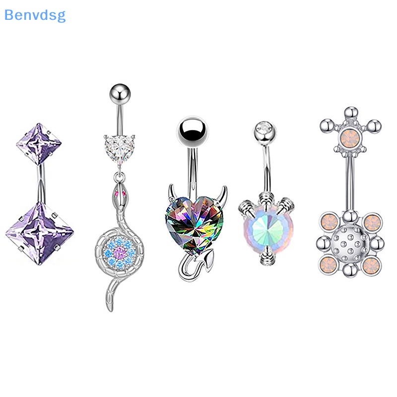 Khuyên Rốn Bằng Thép Không Gỉ Đính Đá Zircon Hình Trái Tim Thời Trang Gợi Cảm Cho Nữ