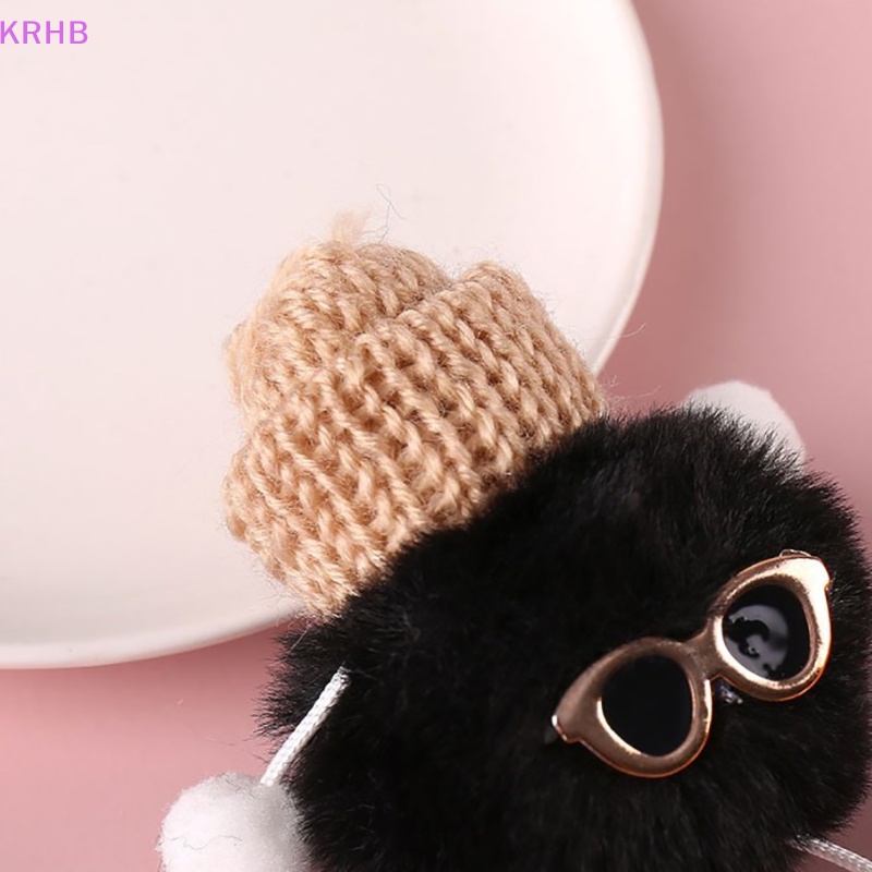 Krhb Móc Khóa Quả Cầu Lông Xù Nhỏ Nhiều Màu Sắc Sáng Tạo Kèm Búp Bê Hoạt Hình Bằng Kim Loại Dành Cho Bạn Gái Mới