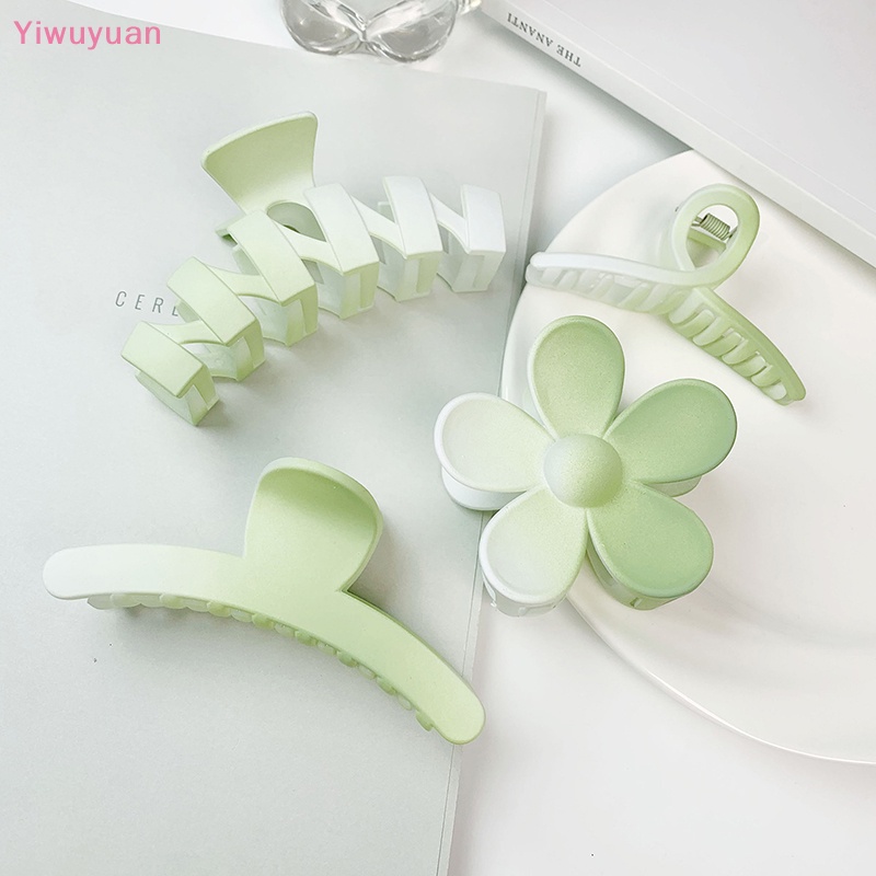 Kẹp Tóc Móng Vuốt Cá Mập Lớn Màu Xanh Lá Mùa Hè Thanh Lịch Thời Trang Cho Nữ < Yiwuyuan > Mới