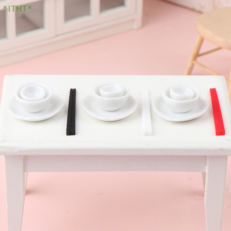 Bộ Chén Dĩa Đồ Chơi Mini Tỉ Lệ 1 / 12 Cho Nhà Búp Bê Mới