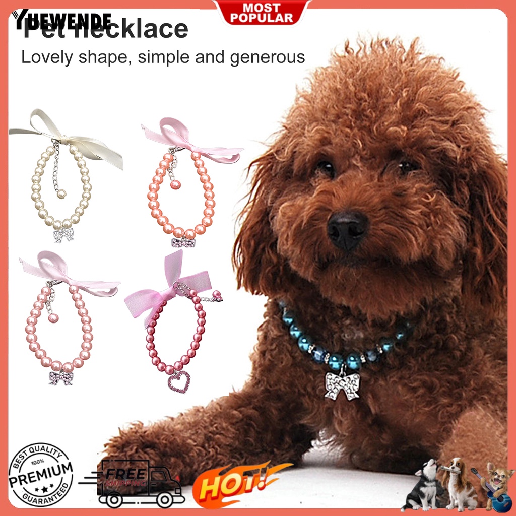 Vòng Cổ Đính Đá Và Ngọc Trai Nhân Tạo Thời Trang Dành Cho Thú Cưng