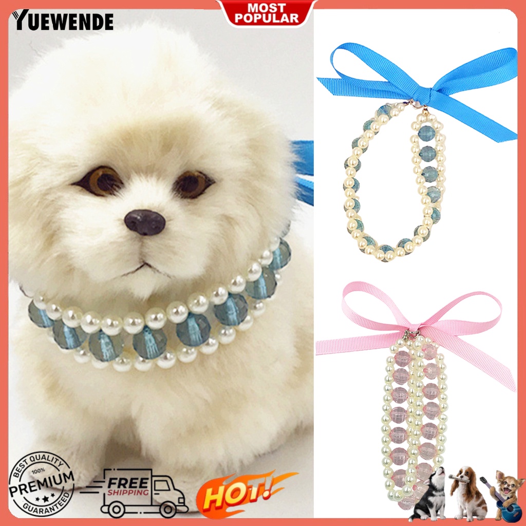 Yq.e Vòng Cổ Acrylic Ngọc Trai Giả Tinh Tế Trang Trí Vòng Cổ Cho Thú Cưng Hàng Ngày