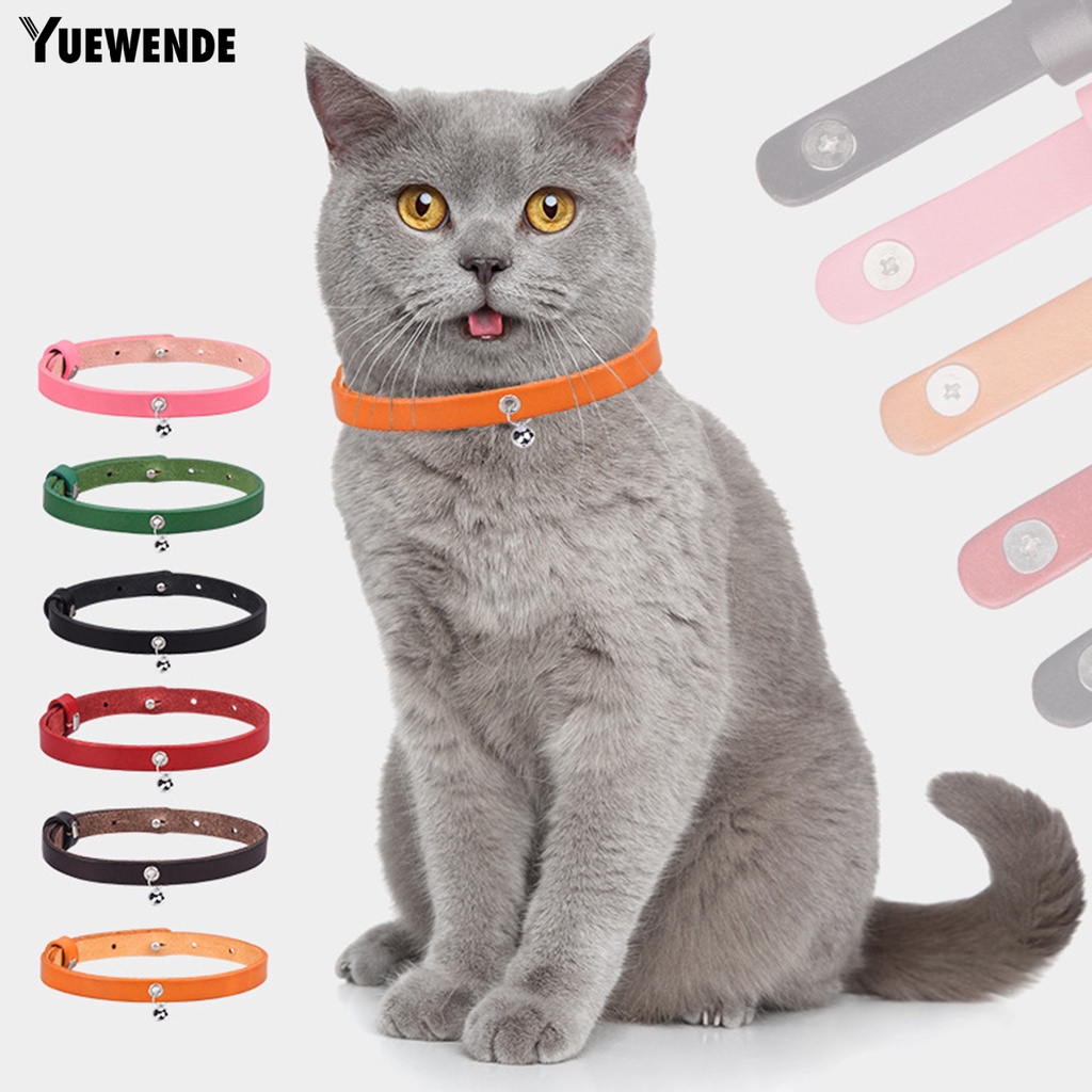 Vòng Cổ Bằng Da Bò Màu Trơn Chống Khóa Thoáng Khí Thời Trang Cho Thú Cưng