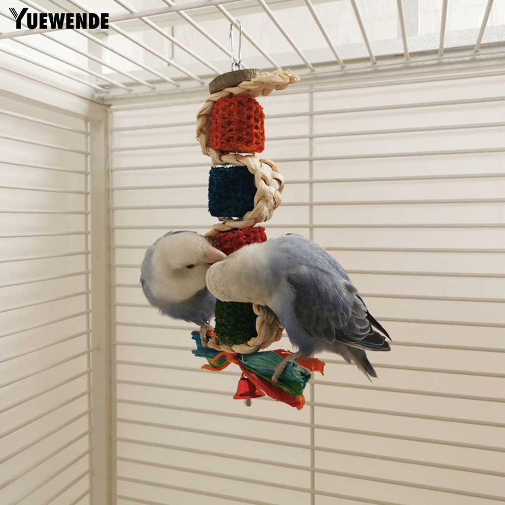 Yq.e Đồ Chơi Khối Gỗ Hình Bắp Ngô Nhiều Màu Sắc Có Chuông Dành Cho Chim Vẹt