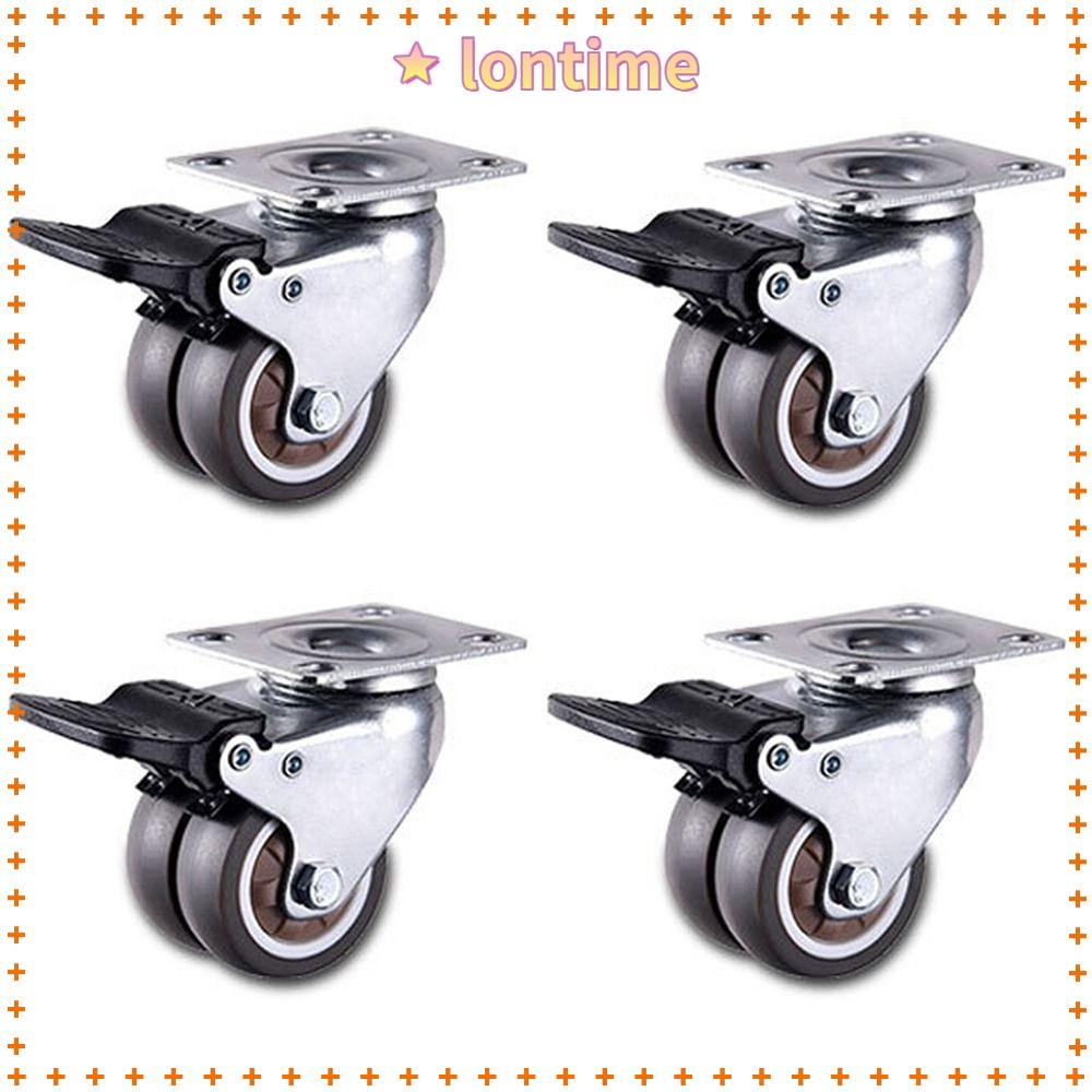 Bộ 4 Bánh Xe Cao Su 2 &quot;Kèm 2 Phanh Chất Lượng Cao