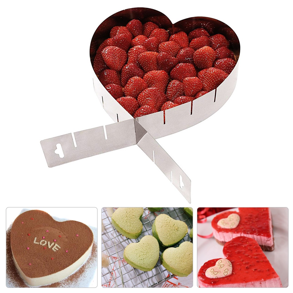 Khuôn Làm Bánh Nhiều Tầng Hình Trái Tim Bằng Thép Không Gỉ Có Thể Điều Chỉnh Mới