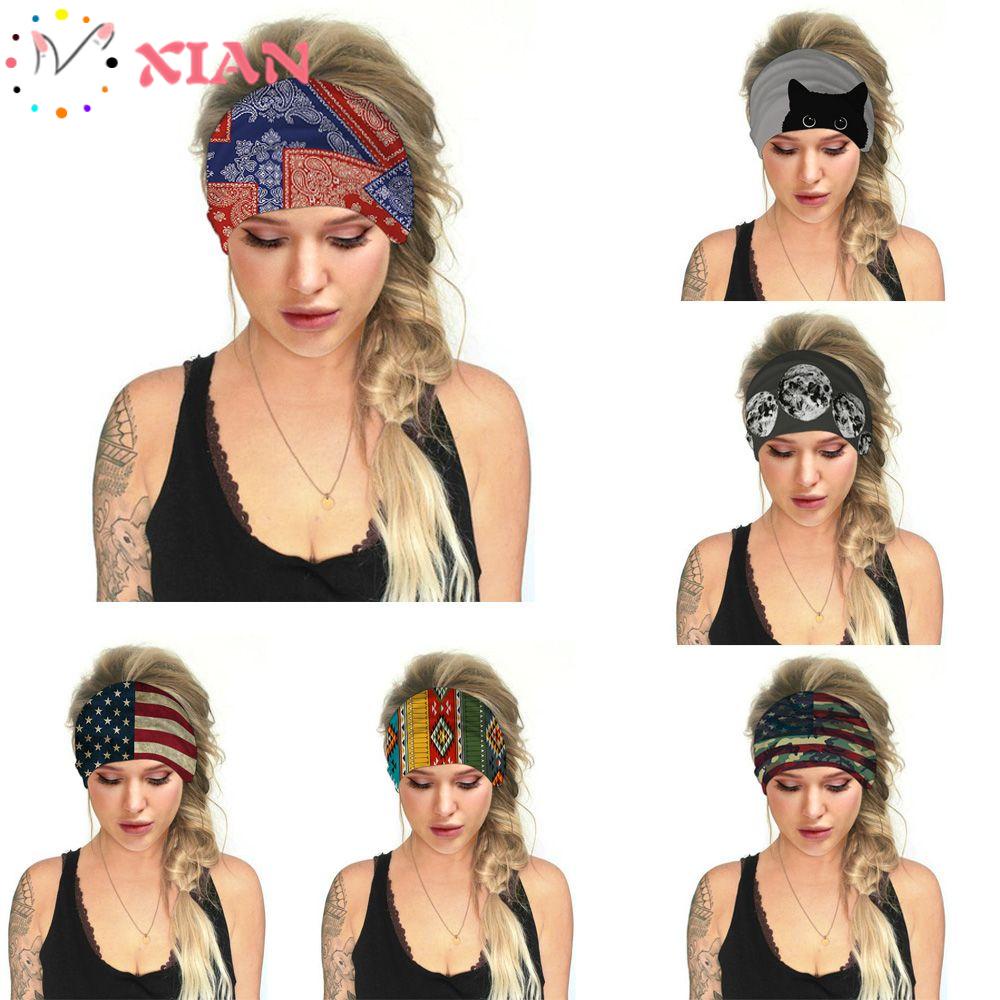 Xiantin Băng Đô Tập Yoga Thấm Hút Mồ Hôi Chống Trượt Đa Năng In Họa Tiết Lá Cờ Thời Trang