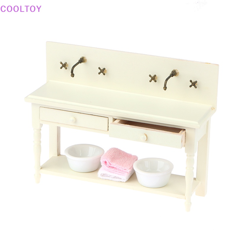 1 Bộ Bồn Rửa Chén Mini Tỉ Lệ 1: 12 Trang Trí Nhà Búp Bê