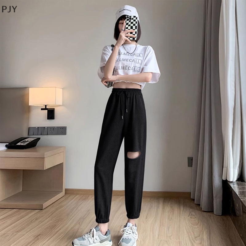 Quần Dài Lưng Cao Ống Rộng Màu Trơn Phong Cách Hàn Quốc Thời Trang Mùa Hè Cho Nữ