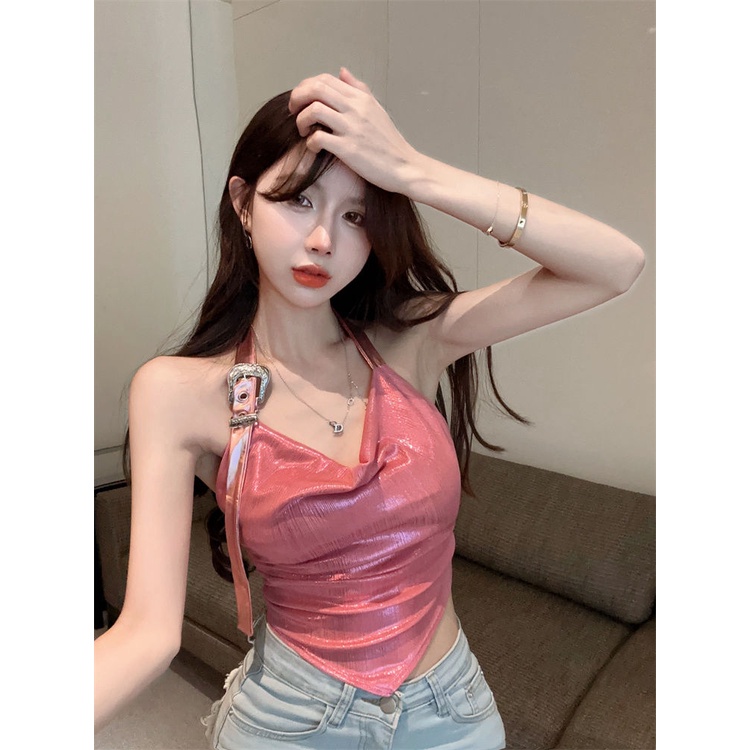 Áo Hai Dây Dáng Ôm Ngắn Thời Trang Mùa Hè Quyến Rũ Cho Nữ