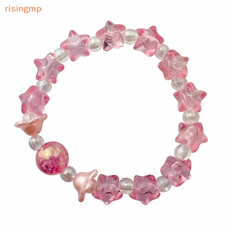 Vòng Tay Chuỗi Hạt Hình Ngôi Sao Năm Cánh Màu Trong Suốt Handmade Dễ Thương Cho Nữ