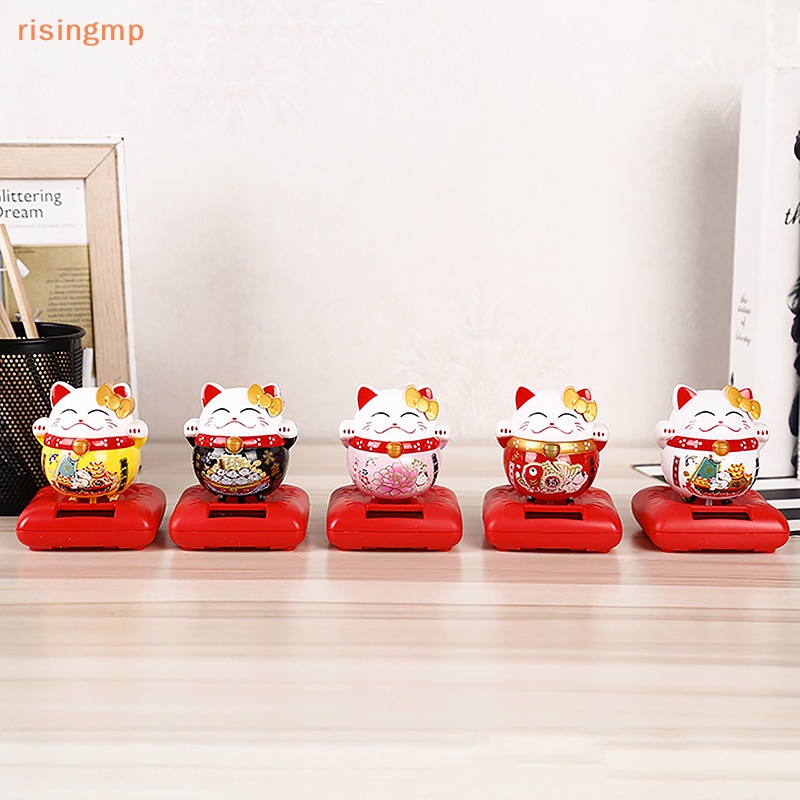 [risingmp] Tượng Mèo May Mắn Hoạt Hình Sử Dụng Năng Lượng Mặt Trời Trang Trí Bảng Điều Khiể