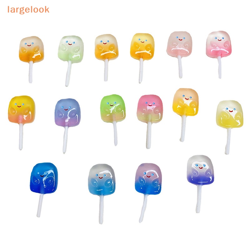 Set 5 Kẹp Tóc Hình Kẹo Mút Mini Bằng Resin Màu Dạ Quang DIY