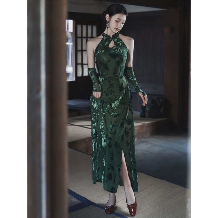 M &amp; E Bộ Sườn Xám Cách Tân Cao Cấp Ôm Dáng Vừa Vặn Với Đệm Ngực Phong Cách Trung Hoa Retro