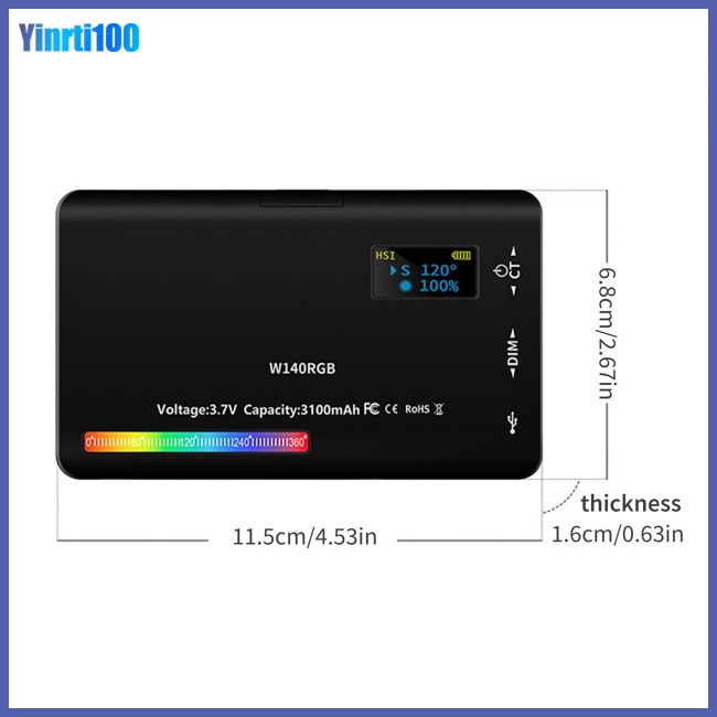 Bảng Đèn Led Video Yinrti W140 Rgb 2500k-9000k Cầm Tay Bỏ Túi Tiện Dụng