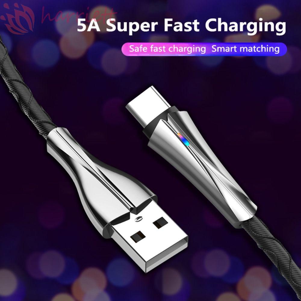 Cáp Sạc Nhanh 5A Cổng Micro USB Type C Có Đèn LED Dài 1M Cho Điện Thoại