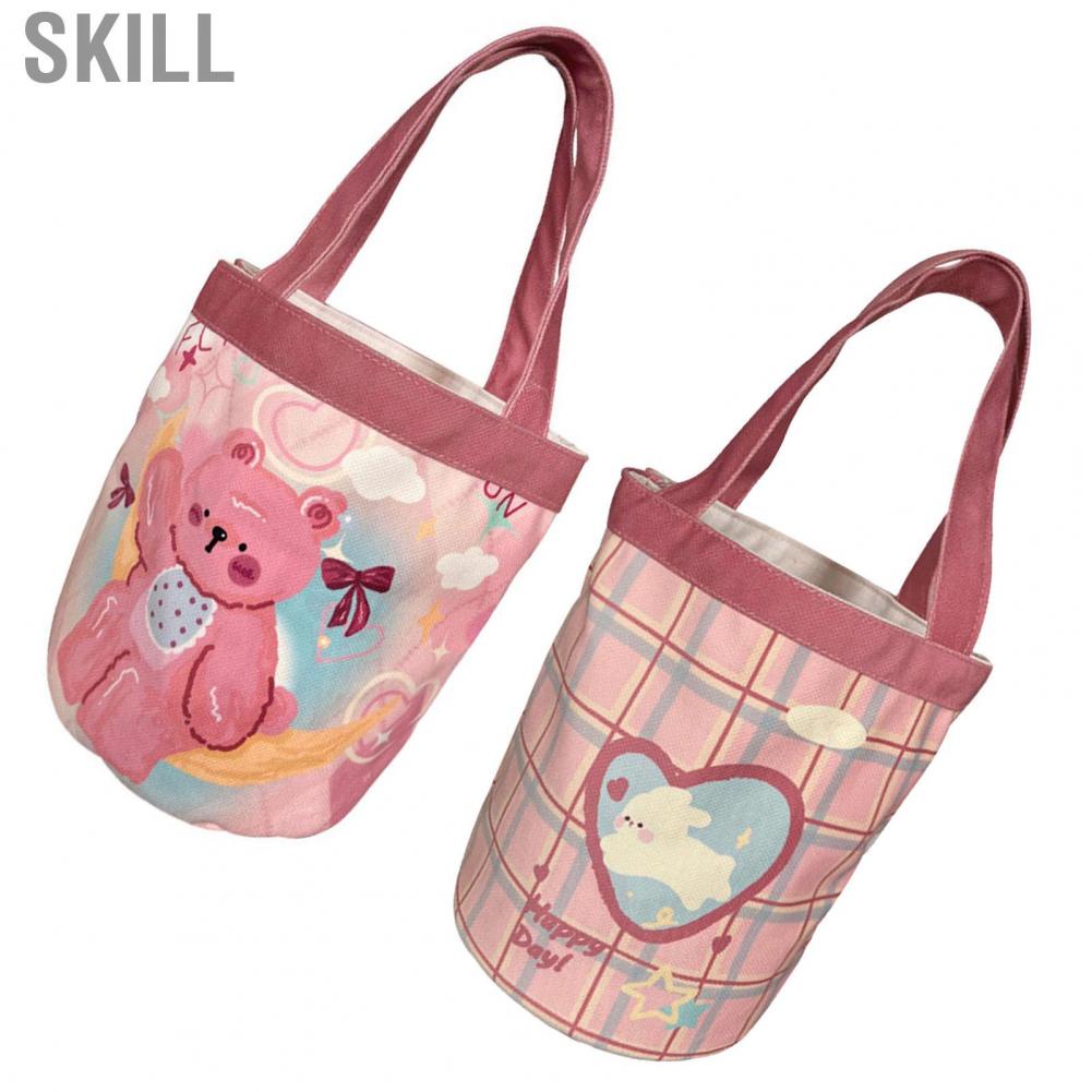 Skill Cartoon Bucket Bag  Soft Lightweight Nondeformable Large  Hardened Bottom for Office