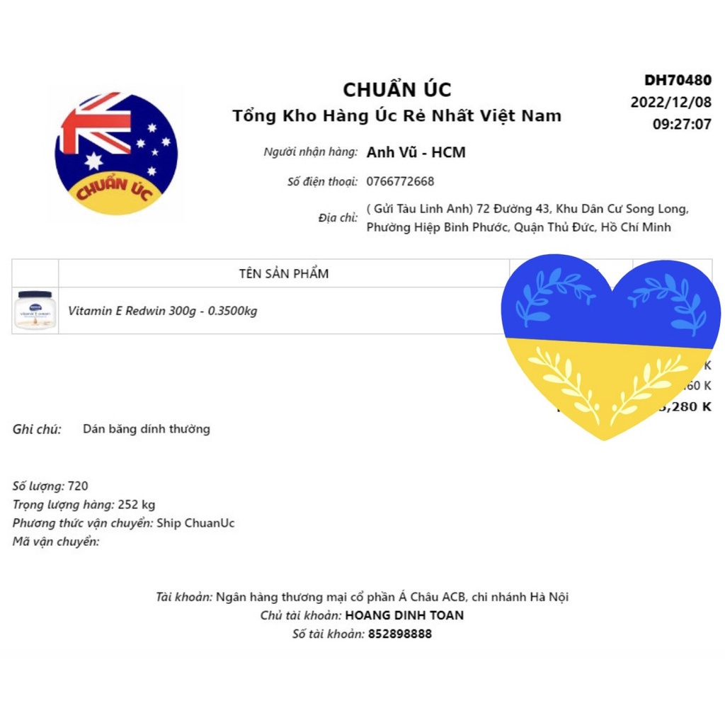 Kem Dưỡng Da Mềm Mịn Redwin Vitamin E Cream Úc 300g