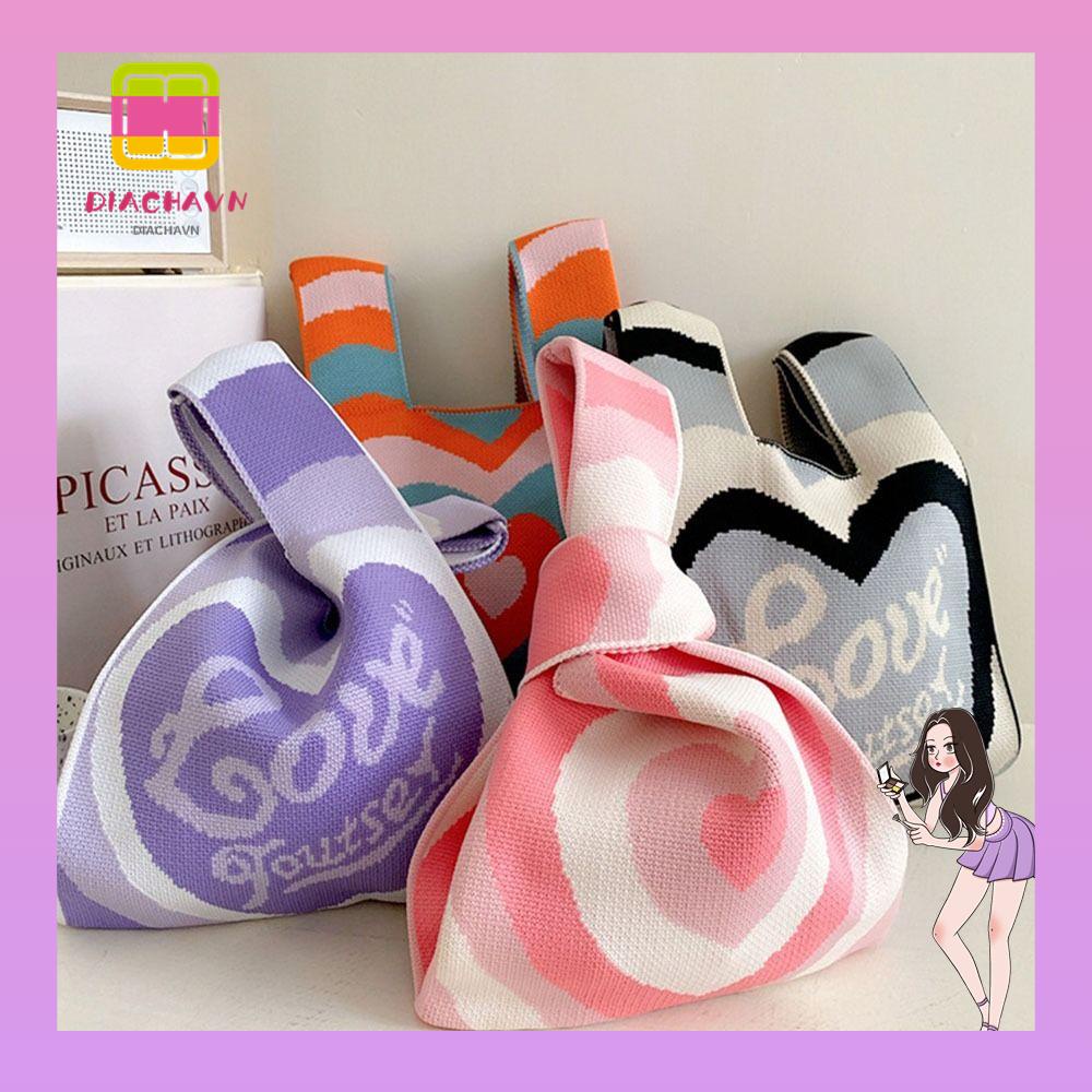 Túi Xách Đeo Vai Đan Len Màu Sắc Thời Trang Có Thể Tái Sử Dụng