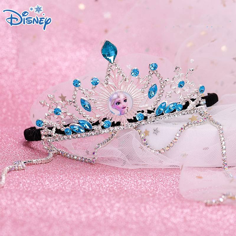DISNEY Băng Đô Cài Tóc Hình Vương Miện Công Chúa Elsa Bằng Kim Loại Cho Bé Gái