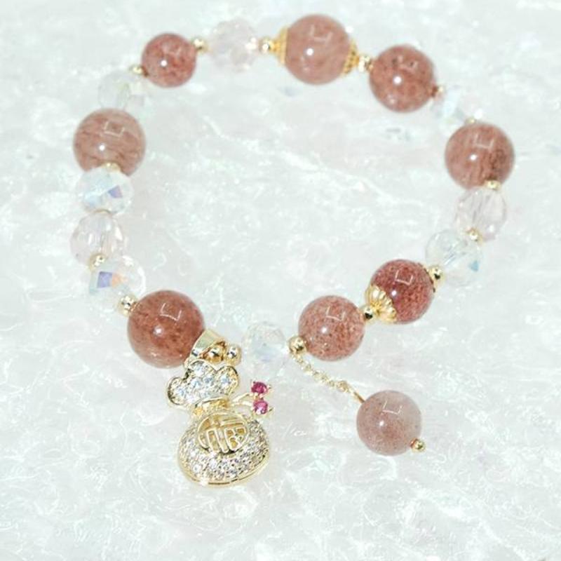 Lắt tay thạch anh dâu tây Thạch anh tình yêu vòng tay nữ vòng tay phong thuỷ Vòng Tay Pha Lê vòng đá phong thuỷ vòng tay chuỗi hạt vòng tay may mắnvòng tay đôi bạn thân