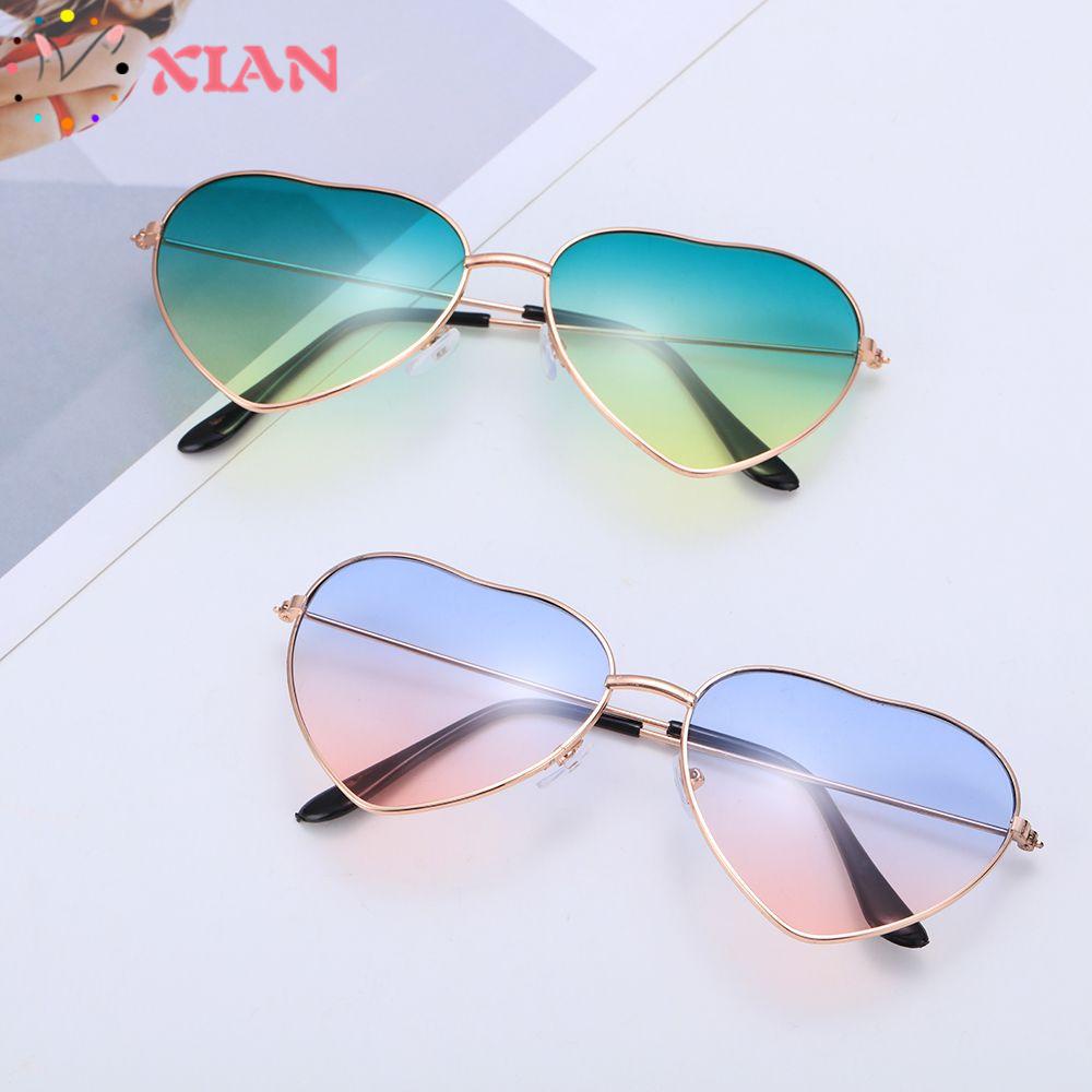 Kính Mát Gọng Kim Loại Hình Trái Tim Chống Tia UV 400 Phong Cách Vintage