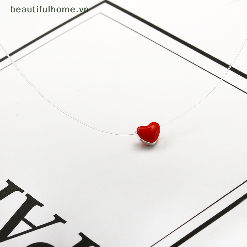 [beautifulhome] Vòng Cổ Choker Dây Cá Vô Hình Trái Tim Dầu Sáng Tạo Làm Quà Tặng Trang Sức Cho Nữ [beauty]