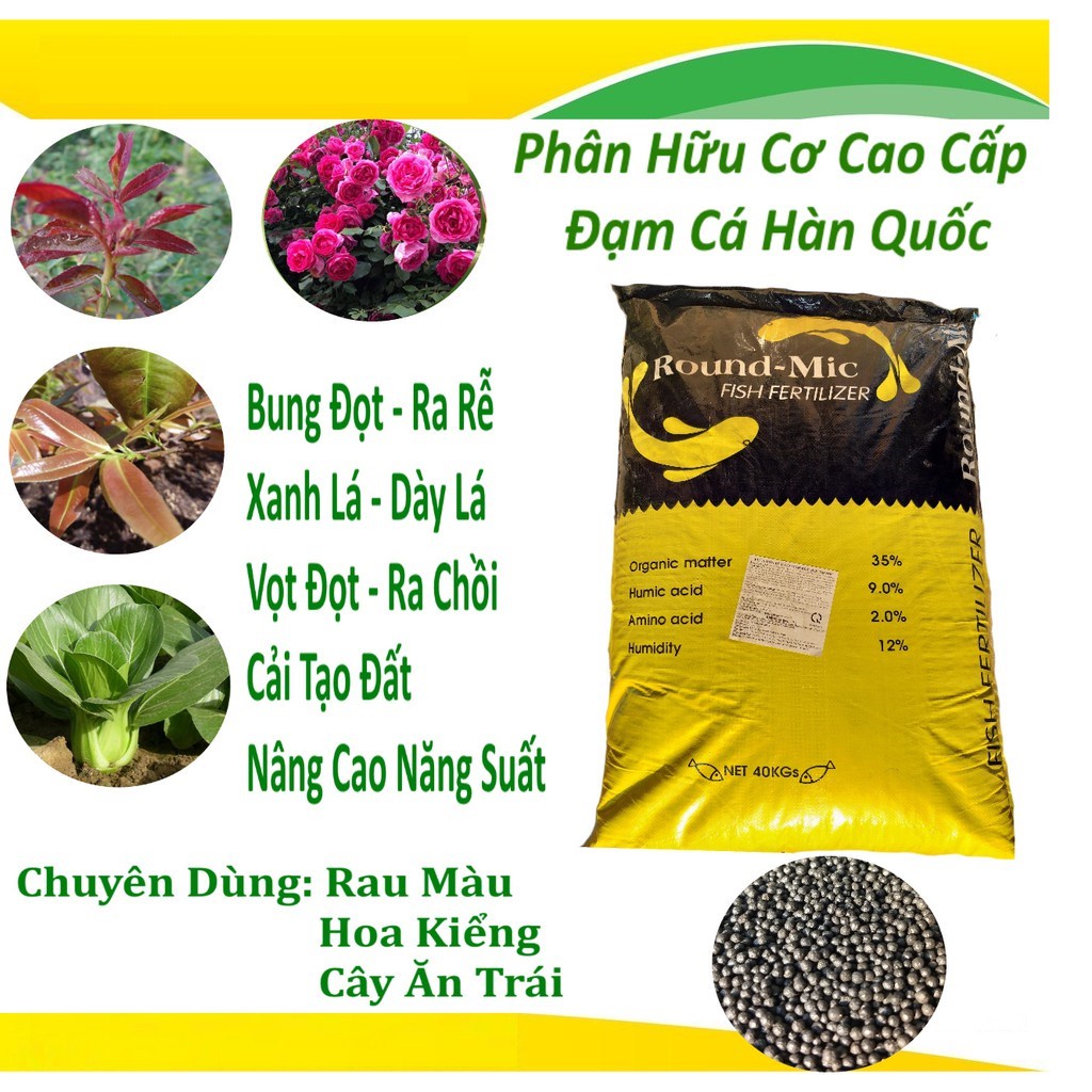 2KG Phân Hữu Cơ Đạm Cá Hàn Quốc Round Mix - CUNG CẤP HỮU CƠ , KÍCH RỄ