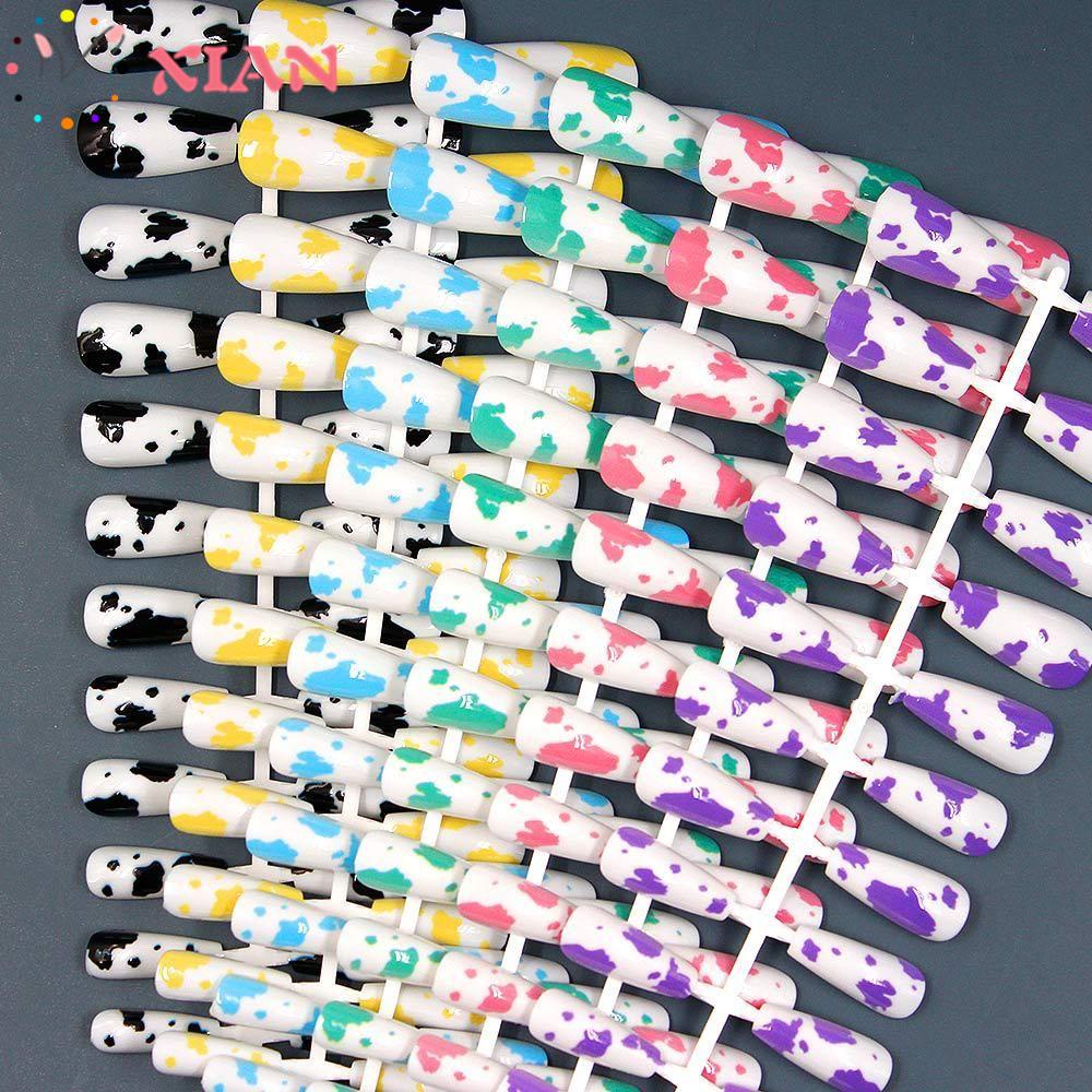Bộ 24 Móng Tay Giả Che Phủ Toàn Diện In Họa Tiết Da Báo / Bò XIANTIN