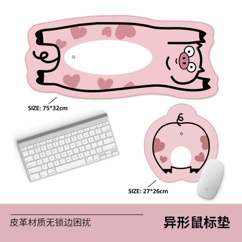 Tấm Lót Chuột Và Bàn Phím Máy Tính Bằng Da Dày Không Trượt Chống Thấm Nước Hình Mèo / Heo Hồng Dễ Thương