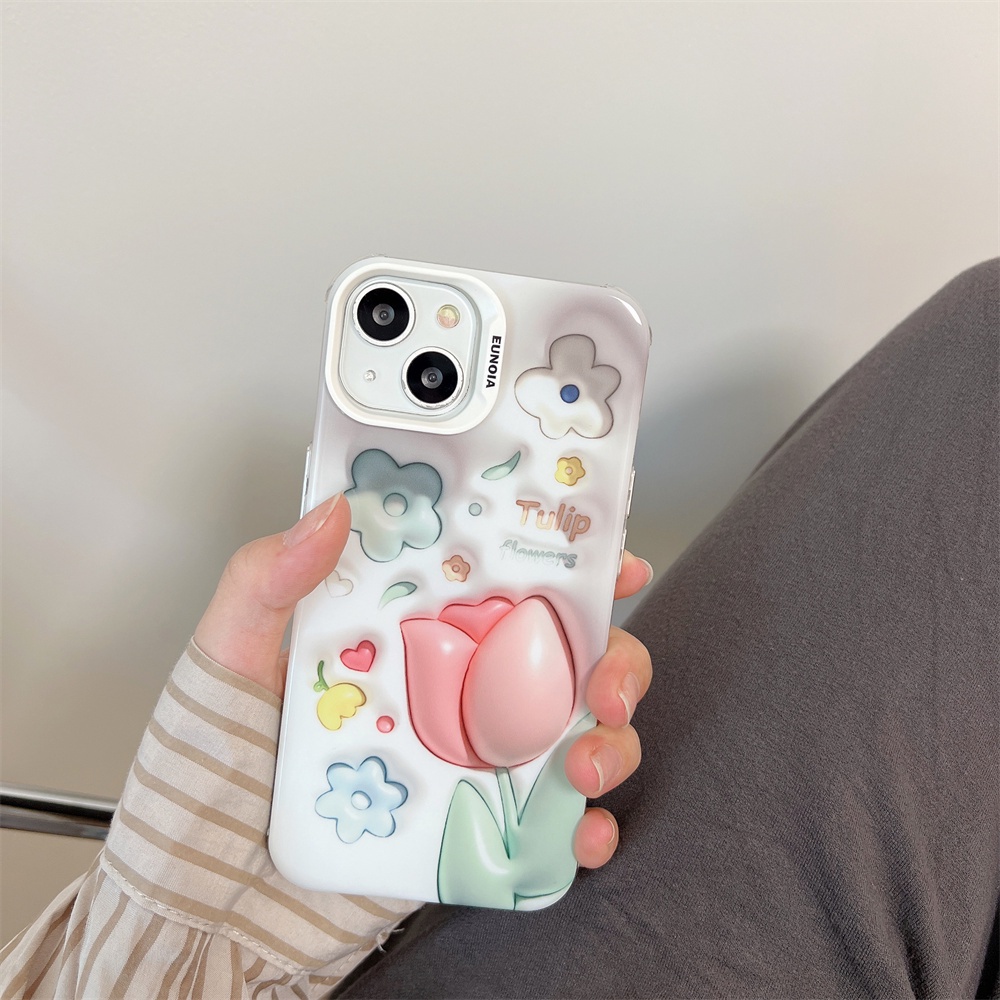 Ốp Điện Thoại TPU Mềm Trong Suốt Chống Sốc Hình Hoa Tulip Cho iPhone 14 13 12 11Pro Max