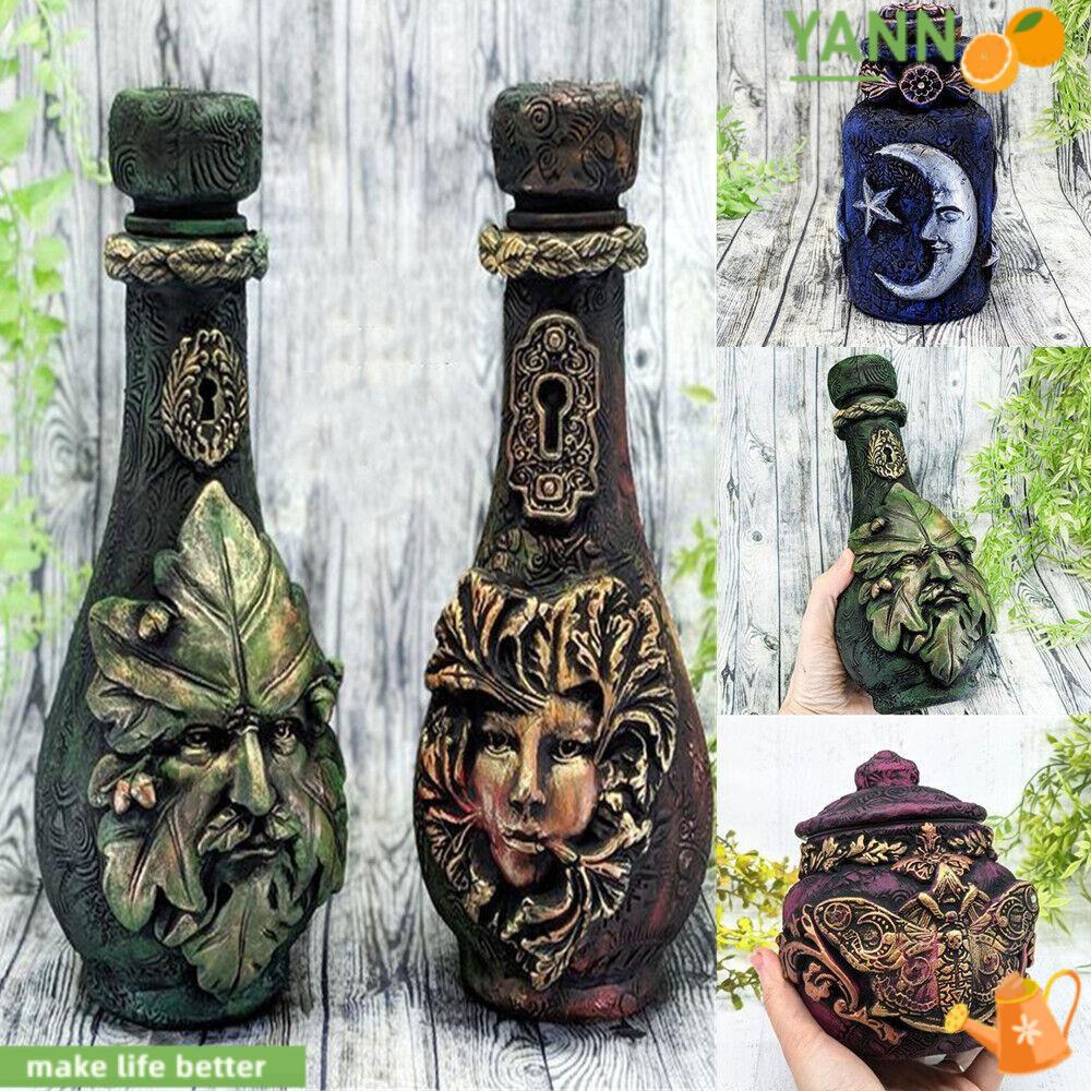 Yan1 Bình Trang Trí Hình Phù Thủy Ngôi Sao Mặt Trăng Phong Cách Gothic Cổ Điển