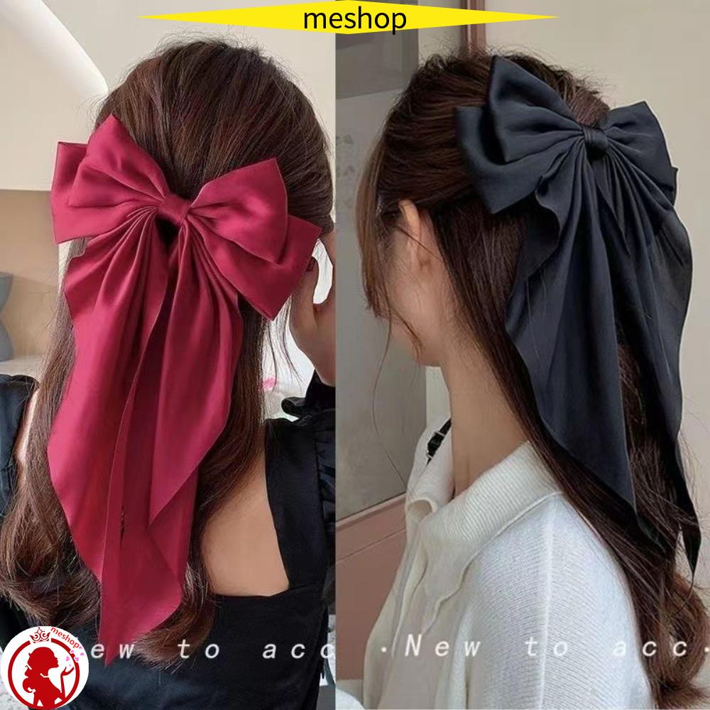 Set 2 Kẹp Tóc Nơ Lớn Màu Sắc Đơn Giản Thời Trang Cho Nữ