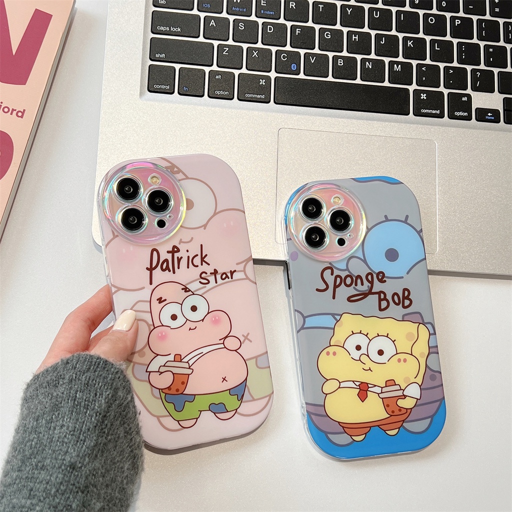 Ốp Điện Thoại TPU Mềm Trong Suốt Chống Rơi Hình Spongebob Có Dây Đeo Chéo Cho iPhone 14 13 12 11 Pro Max