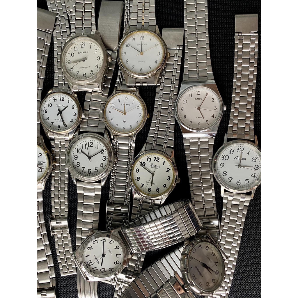 Đồng hồ nữ form đơn giản size 31-35mm thép trắng size trung hàng bãi Nhật vintage 2hand