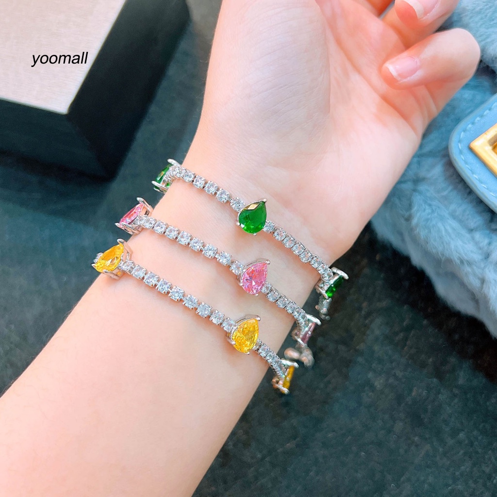 Yo / Vòng Tay Cô Dâu Đính Đá Zircon Hình Giọt Nước Có Thể Điều Chỉnh Kích Thước