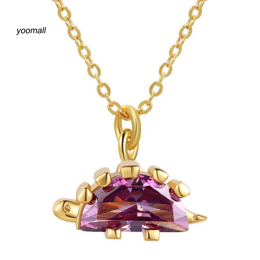 Yo / Vòng cổ Mặt Hình Khủng Long Đính Đá Zircon Mạ Điện Lâu Trôi Mặc Hàng Ngày