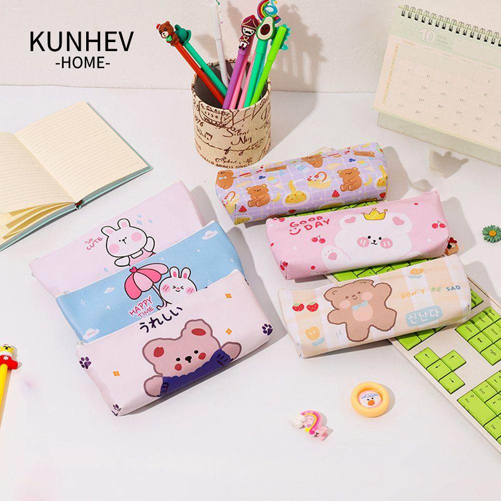KUNHEV Túi Đựng Bút Đa Năng Chống Thấm Nước In Hoạt Hình Dễ Thương