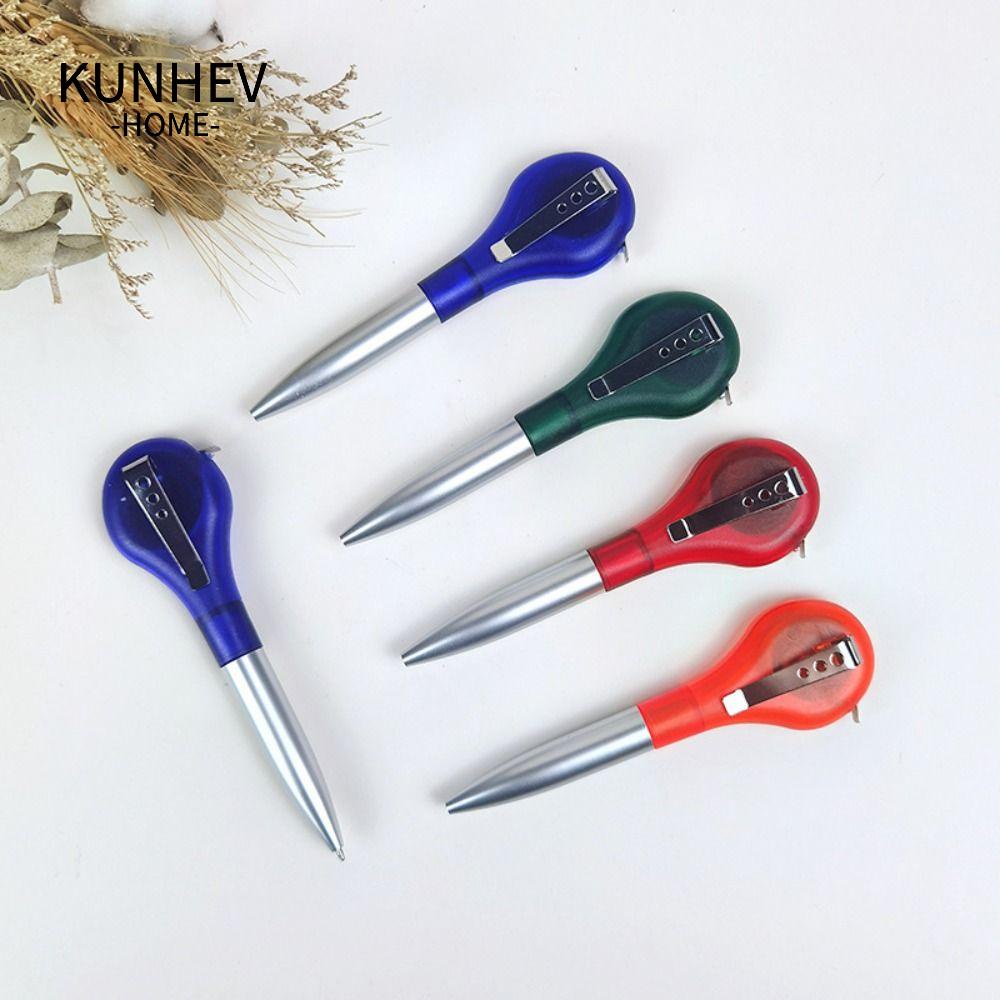 KUNHEV Set 4 Bút Bi Kèm Thước Dây Dài 1M Tiện Dụng Cho Học Sinh / Văn Phòng