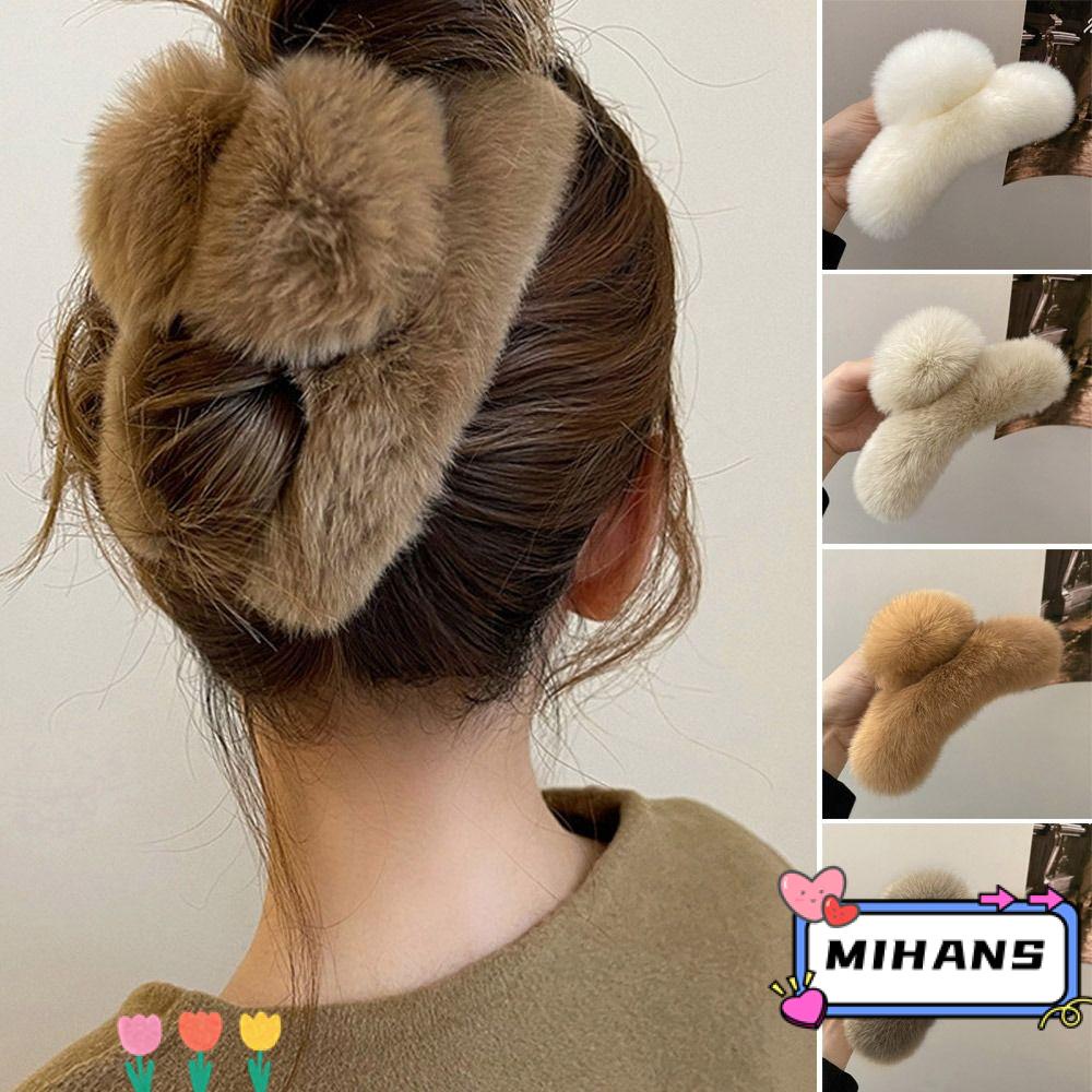 Kẹp Tóc Càng Cua Đính Lông Giả Thời Trang Thu Đông Hàn Quốc