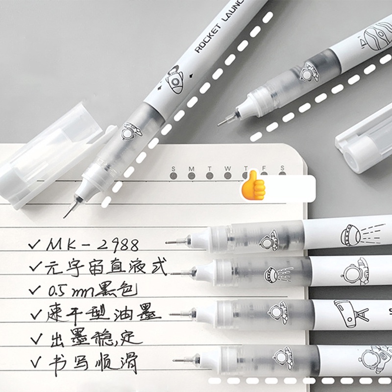 Hộp 6 Bút Mực Gel Ngòi Bút 0.5mm Họa Tiết Màu Bạc Sáng Tạo