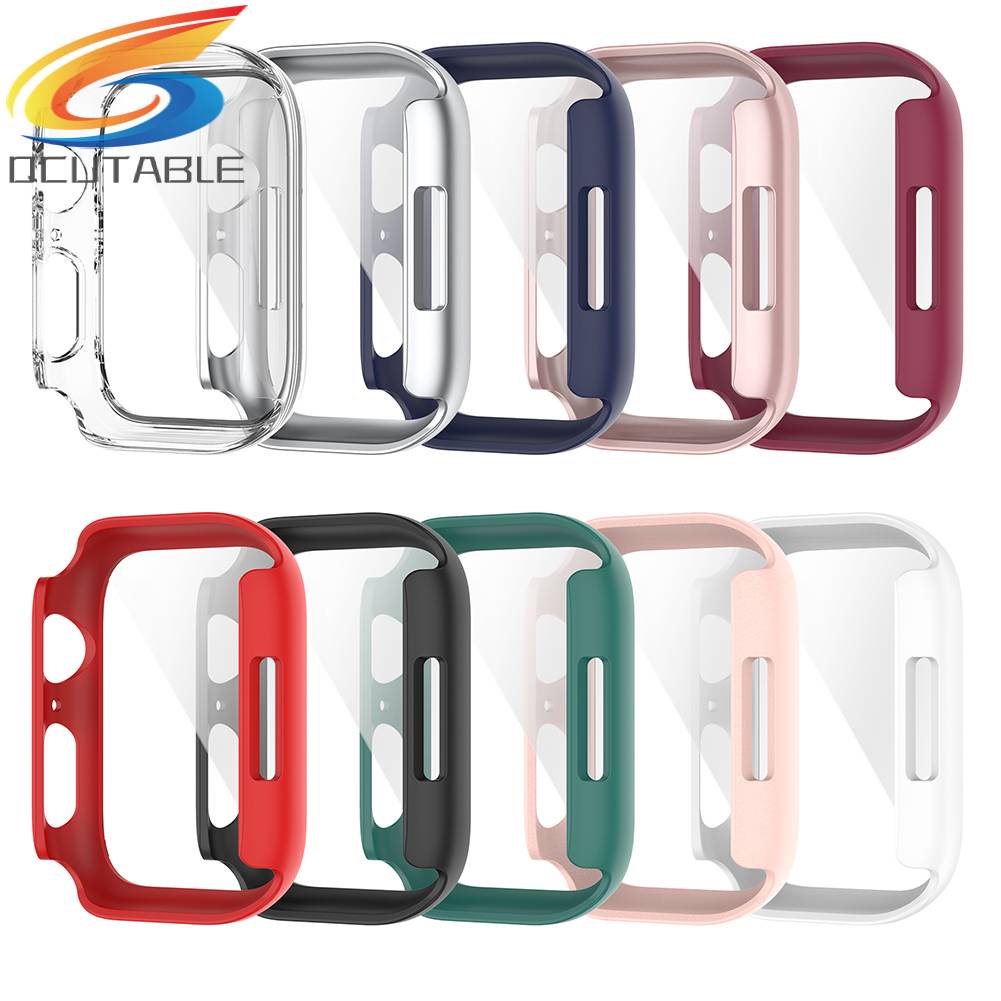 Ốp Bảo Vệ Mặt Đồng Hồ Thông Minh Bằng PC Cứng Kèm Kính Cường Lực Cho Appie Watch Series 8 7 6 5