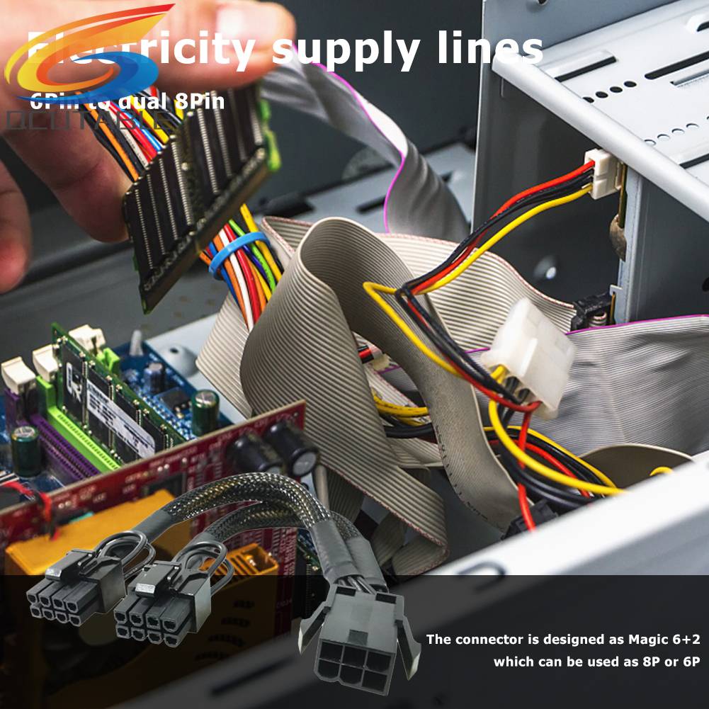 Thẻ Đồ Họa 6Pin PCI-E Sang 2x8Pin (6 + 2) GPU Cho Dây Cáp BTC