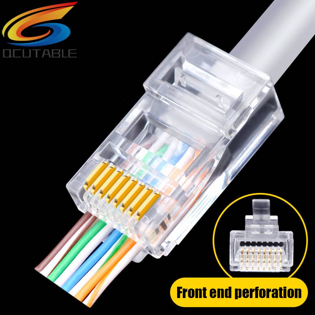 Set 100 Đầu Nối Mạ Vàng RJ45 Cat5 8P8C UTP Mạng Chuyên Dụng
