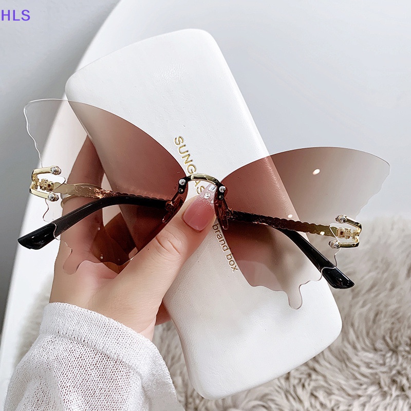 Kính Mát Gọng Kim Loại Hình Bướm Đính Đá Phong Cách Vintage